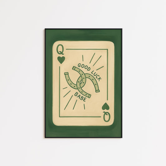 Retro Queen Poster – Vintage Casino Art | Lucky Charm Wall Art Print