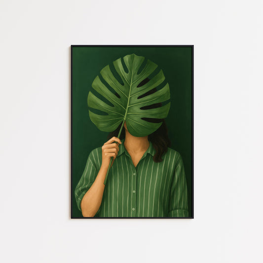 Monstera Leaf Poster – Minimalist Botanical Wall Art | Tropical Leaf Print