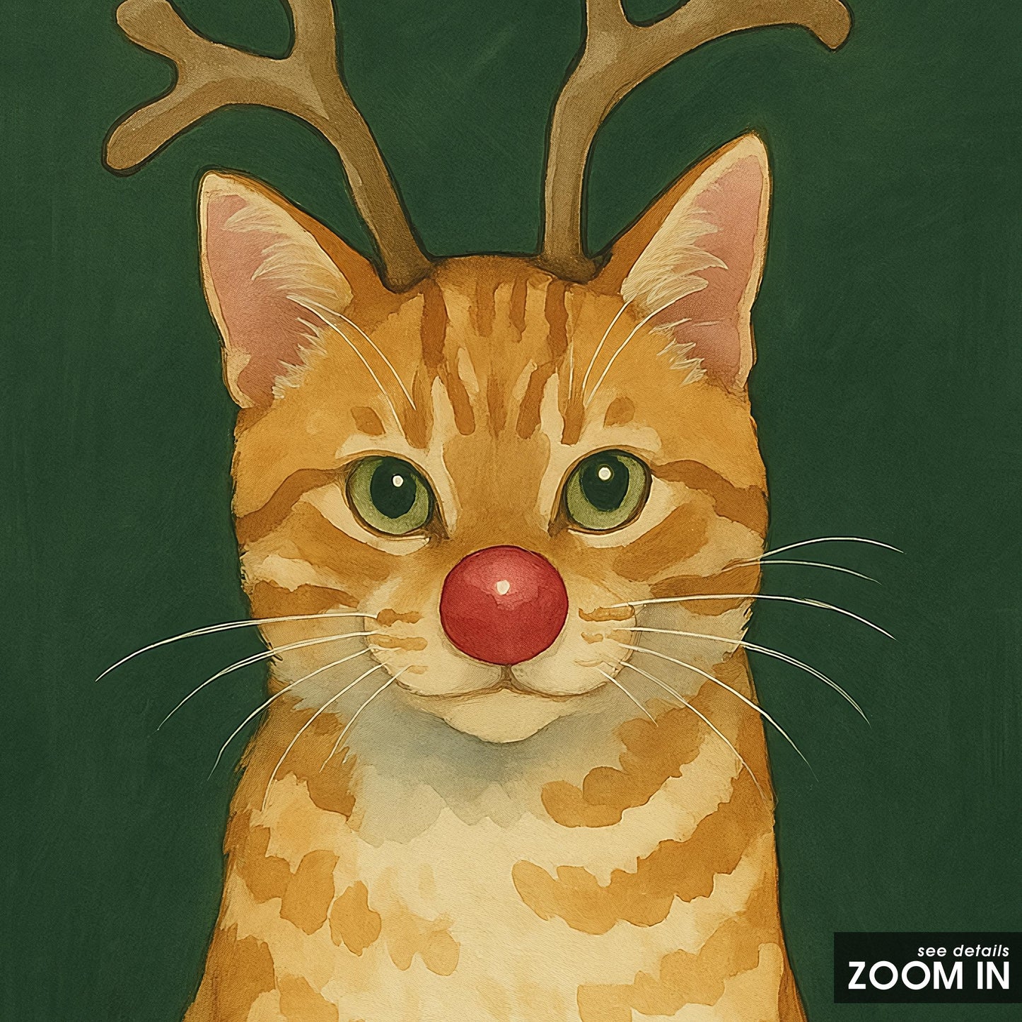 Christmas Cat Poster – Festive Wall Art With Adorable Tabby Cat Illustration