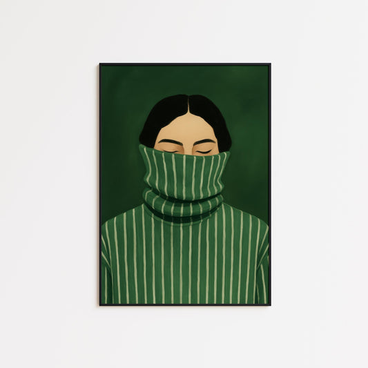 Green Turtleneck Poster – Minimalist Wall Art With Quiet Confidence Illustration