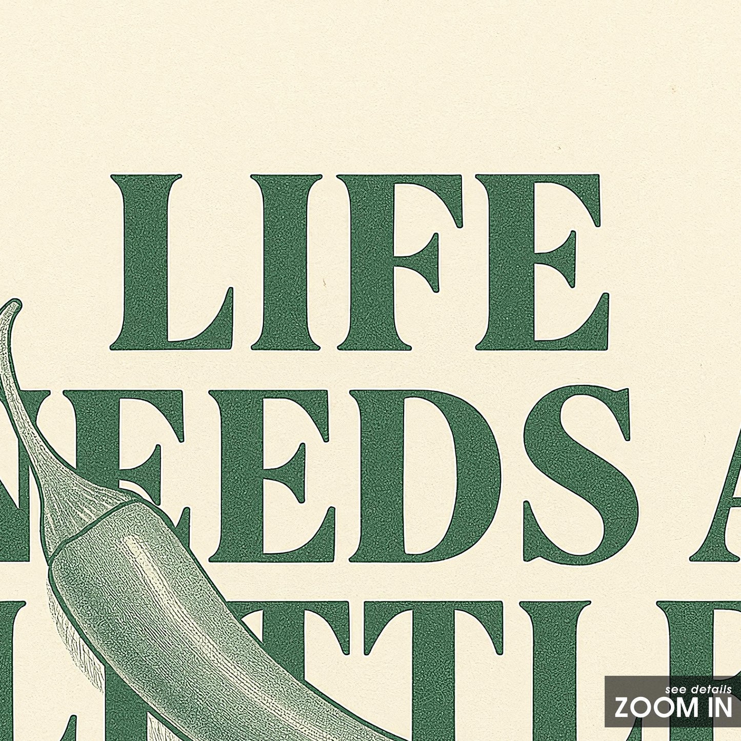 Kitchen Quote Wall Art – Minimalist Spice Decor With Green Chili Print