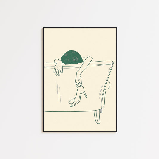 After Hours Poster – Minimal Line Art Woman Print, Femmaura Bold Series