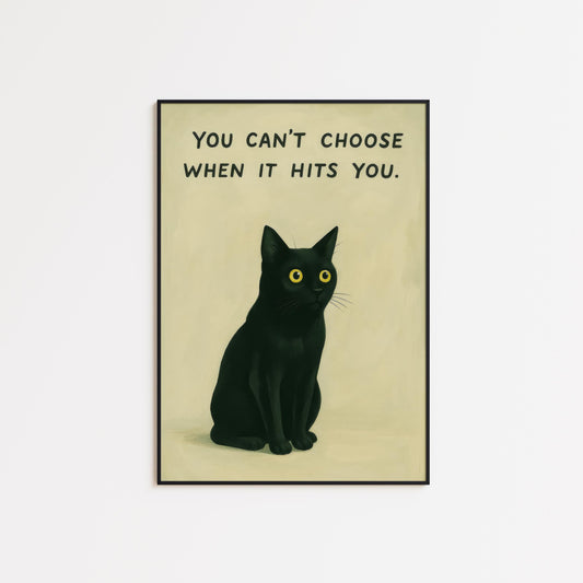 Minimalist Black Cat Poster – Emotional Quote Art | Cozy Scandinavian Wall Decor