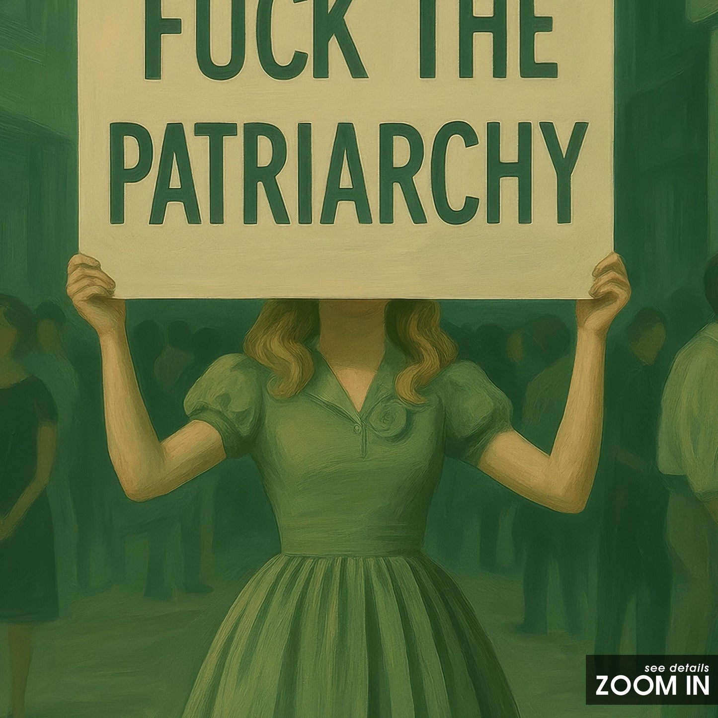 Fuck the Patriarchy Poster – Feminist Protest Wall Art in Retro Green Style