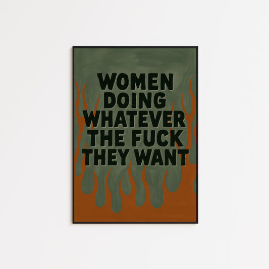 Feminist Poster – Bold Quote Print With Flame Illustration Art For Empowerment