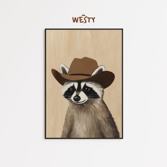 Cowboy Raccoon – Cute Western Animal Wall Art