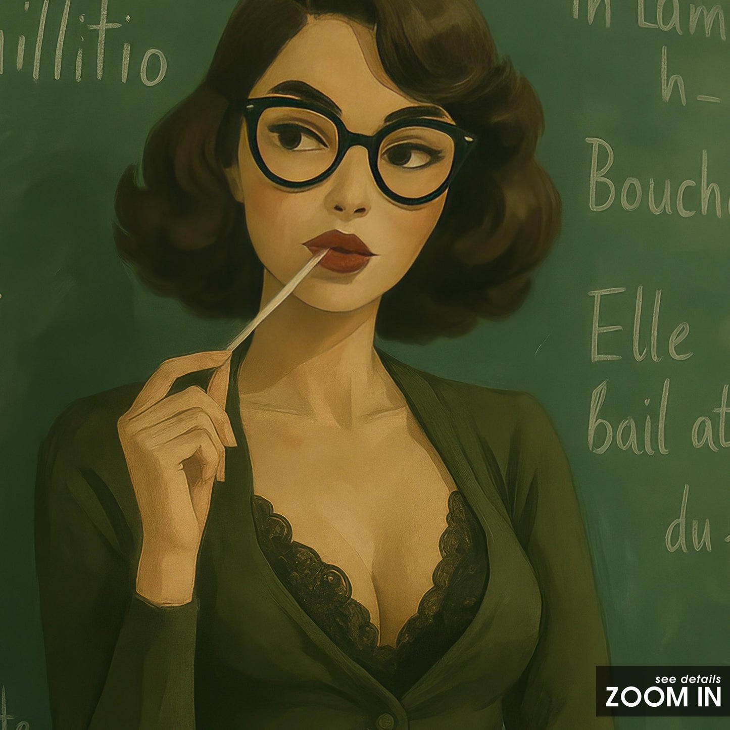 Sexy Teacher Wall Art – Retro Classroom Art | Femme Fatale Print Poster