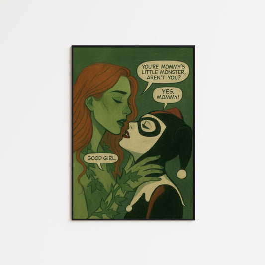 Poison Ivy Wall Art – Harley Quinn Print | Sapphic Comic Art, Bold Linework