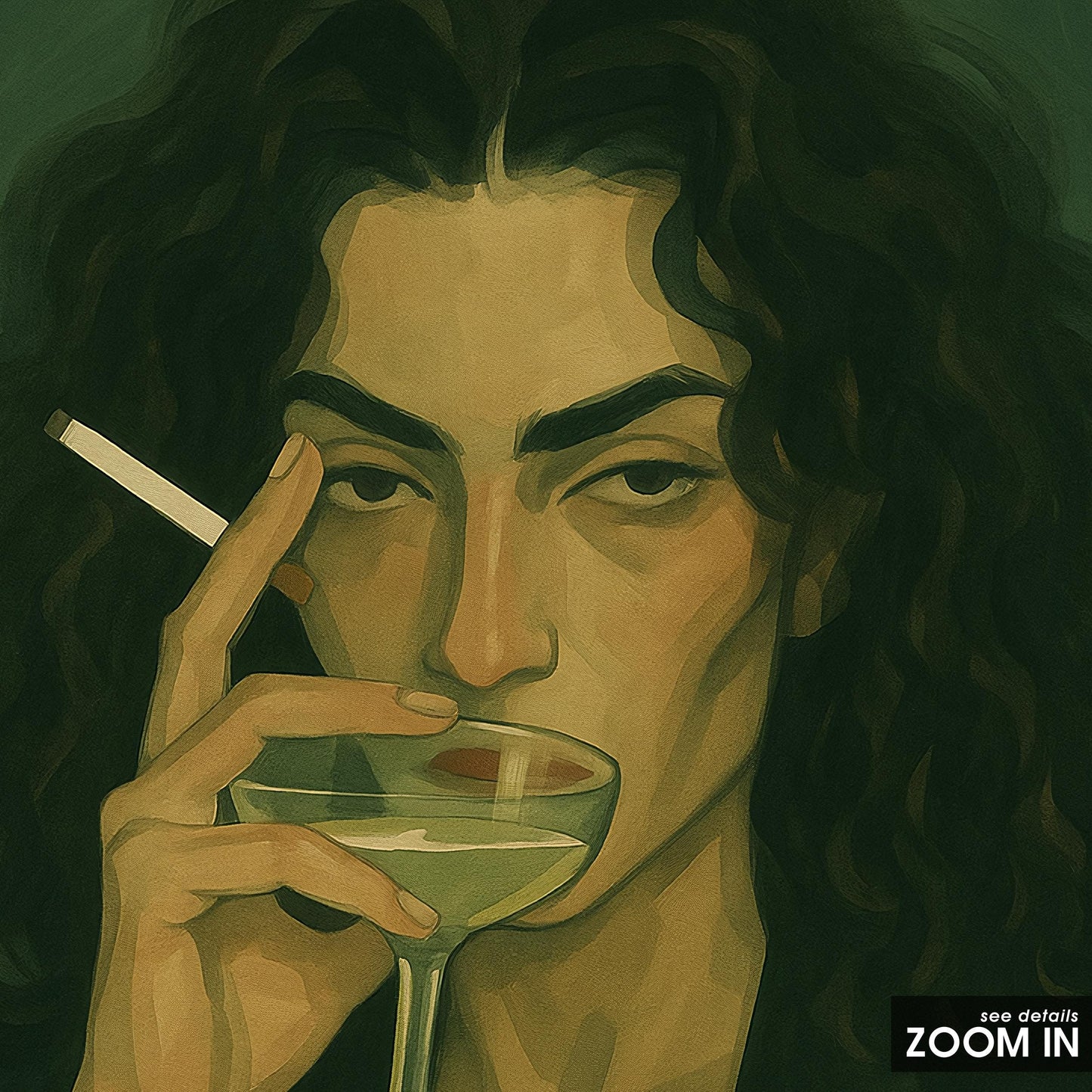 Moody Retro Poster – Dark Cocktail Print | Vintage Noir Artwork Wall Art