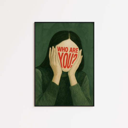 Conceptual Surreal Wall Art – Typography Portrait Print With Bold Red Green Contrast