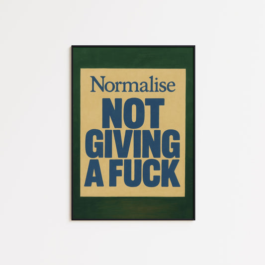 Bold Retro Typography Poster – Cheeky Wall Artwork With Navy Blue Vintage Palette