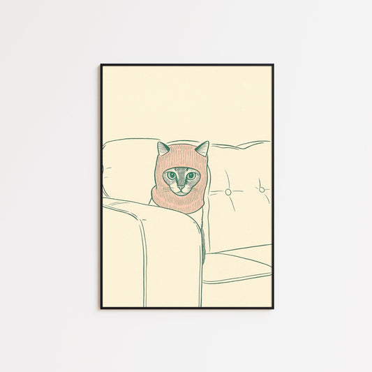 Funny Cat Poster – Minimal Cat Print With Quirky Animal Art & Cozy Wall Decor