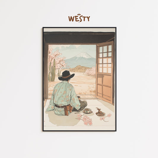 Samurai Cowboy Poster – East Meets West Wall Art Print