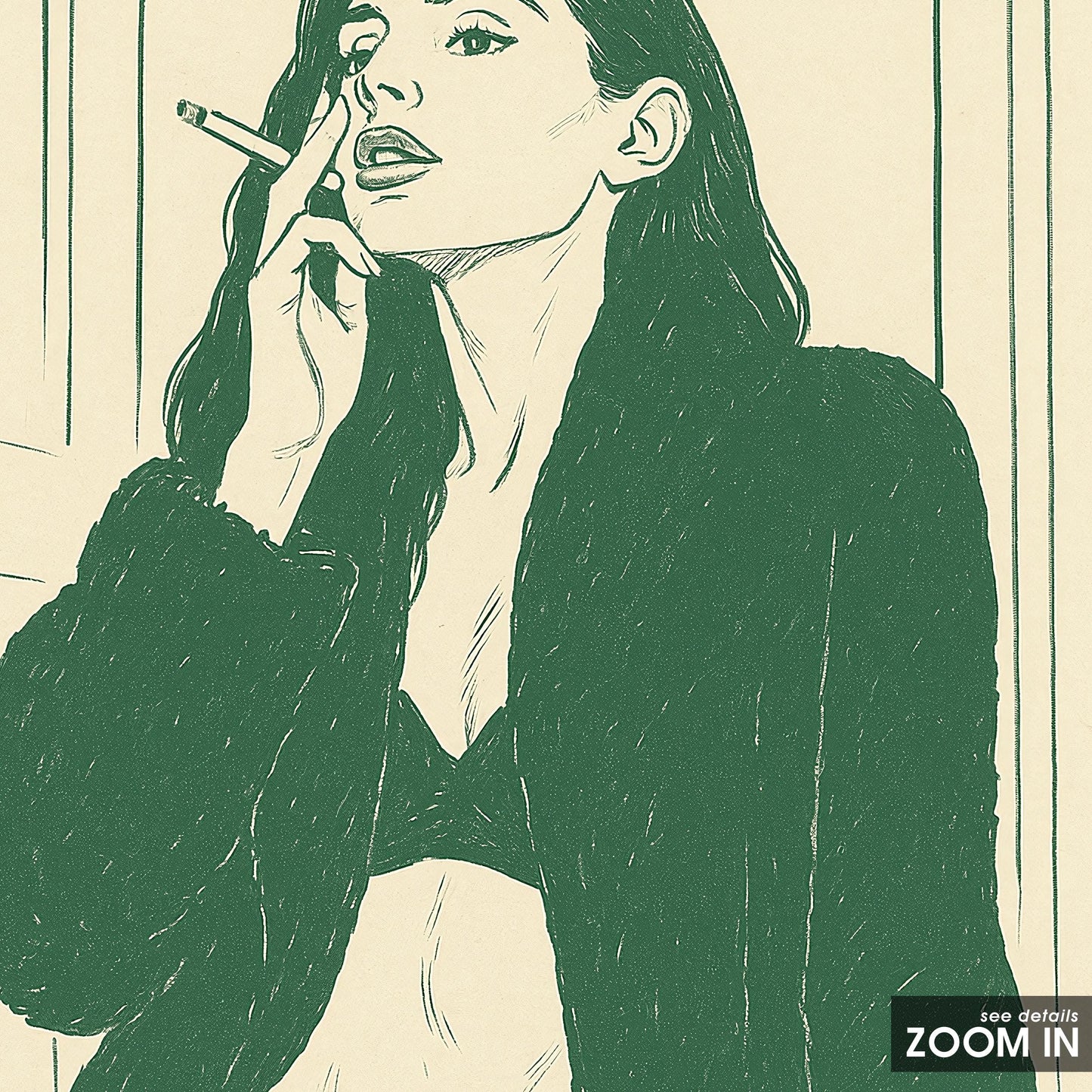 Smoky Muse Poster – Minimal Line Art Woman Print, Femmaura Bold Series