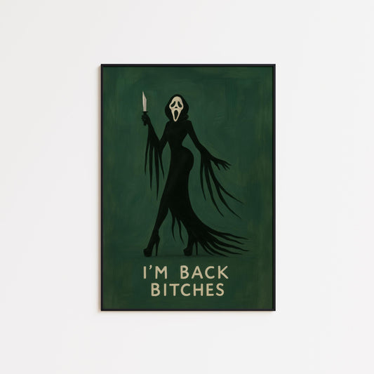 Gothic Horror Wall Art – Dark Humor Decor | Edgy Femme Fatale Artwork Print
