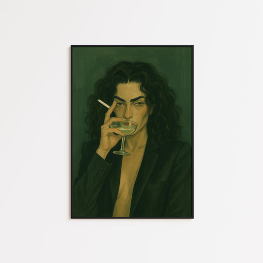 Moody Retro Poster – Dark Cocktail Print | Vintage Noir Artwork Wall Art