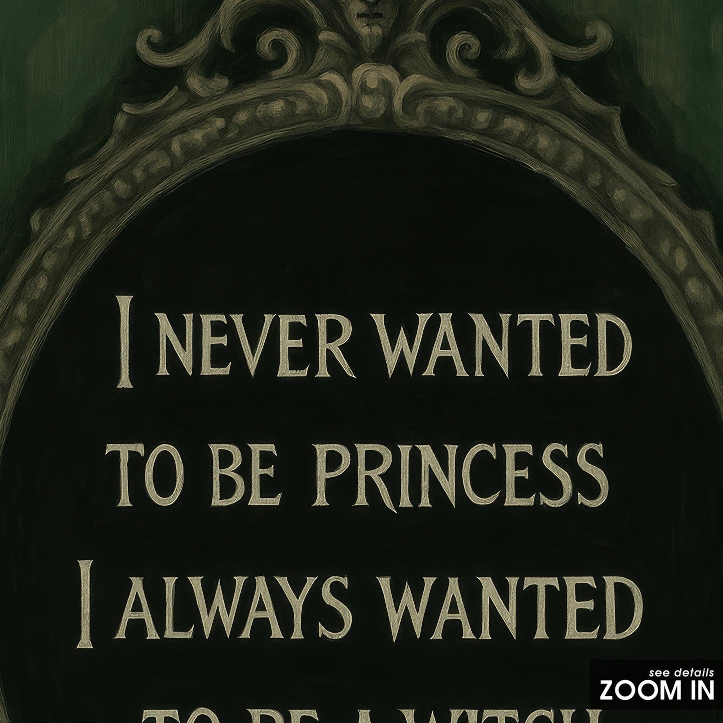 Gothic Feminist Art Print – Witch Quote Poster With Baroque Style Frame