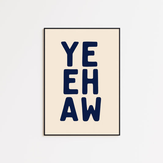 YEEHAW Vertical Poster – Bold Navy Western Typography Print