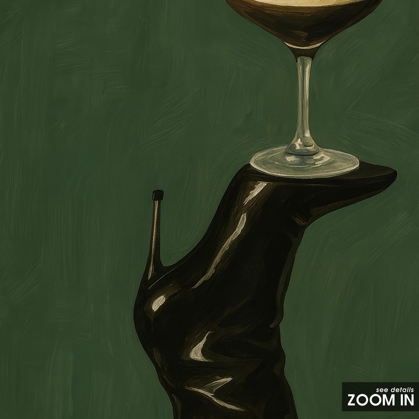 Feminine Moody Poster – Espresso Martini Art | Bold High Heel Print & Stylish Glam Decor