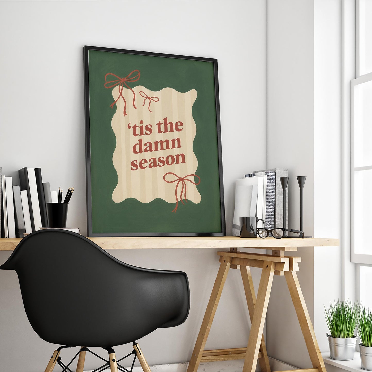Retro Holiday Poster – ’Tis the Damn Season Funny Christmas Wall Art Print