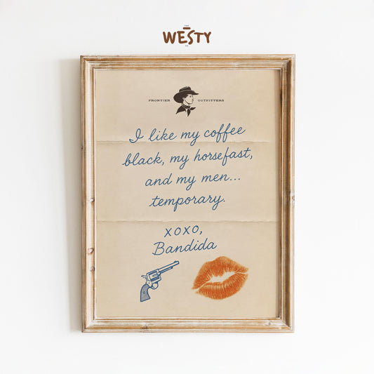 Bandida Poster – Western Cowgirl Sass Wall Art with Vintage Letter Style