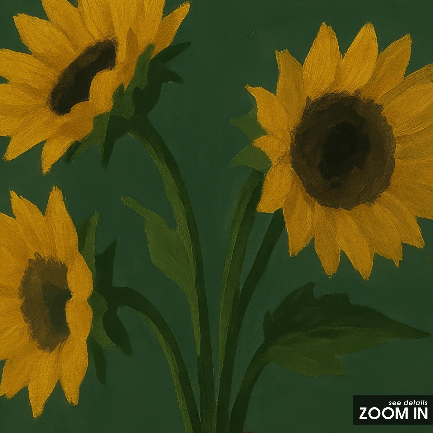 Sunflowers Wall Art – Bright Floral Print With Red Vase Artwork | Rustic Kitchen Decor