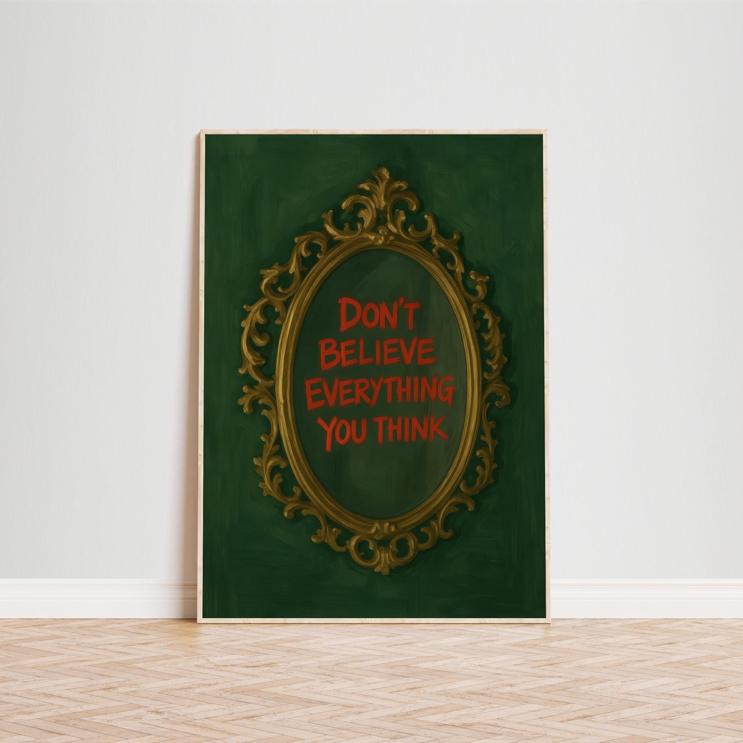 Conceptual Quote Wall Art – Bold Red Typography Philosophical Wall Decor Print