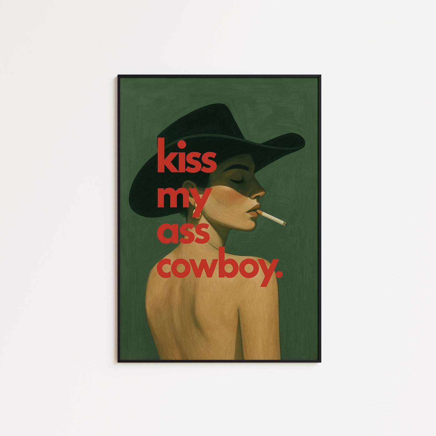 Western Wall Art – Feminine Rebel Print With Bold Typography And Moody Green Decor