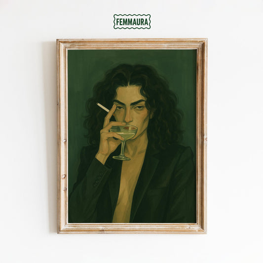 Moody Retro Poster – Dark Cocktail Print | Vintage Noir Artwork Wall Art