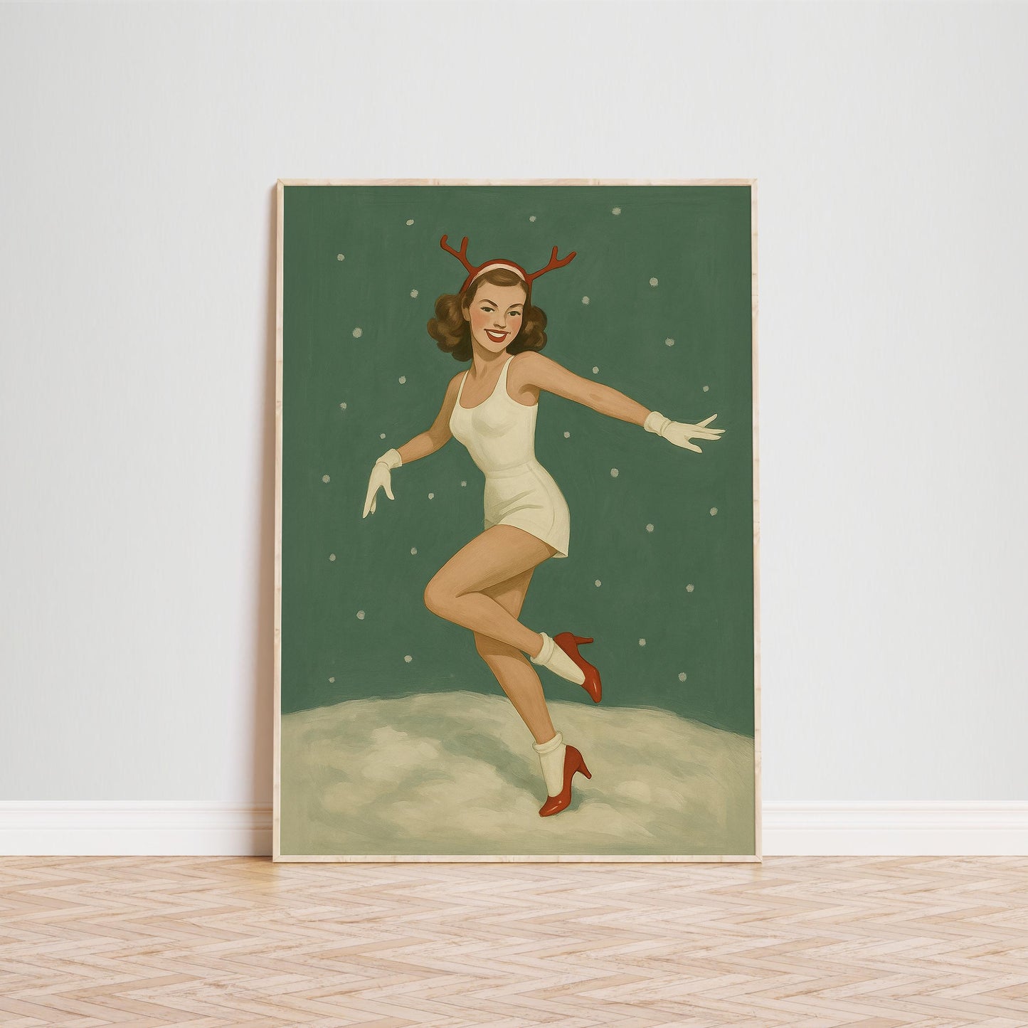 Vintage Reindeer Poster – Retro Christmas Art | Midcentury Holiday Print