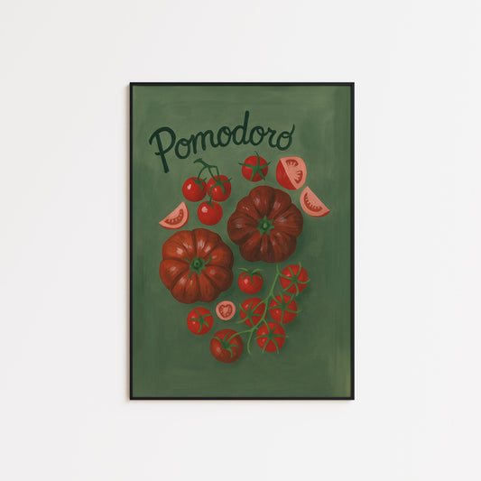 Pomodoro Poster – Italian Kitchen Art | Rustic Mediterranean Tomato Wall Decor Print