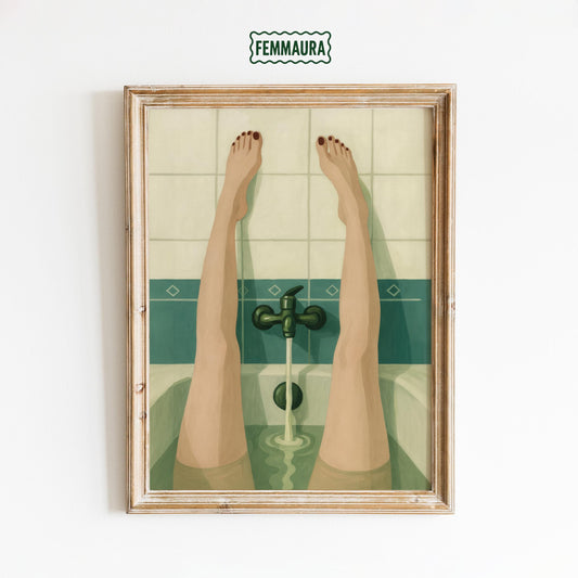 Bathtub Legs Art Print – Minimalist Bathroom Wall Print | Retro Decor