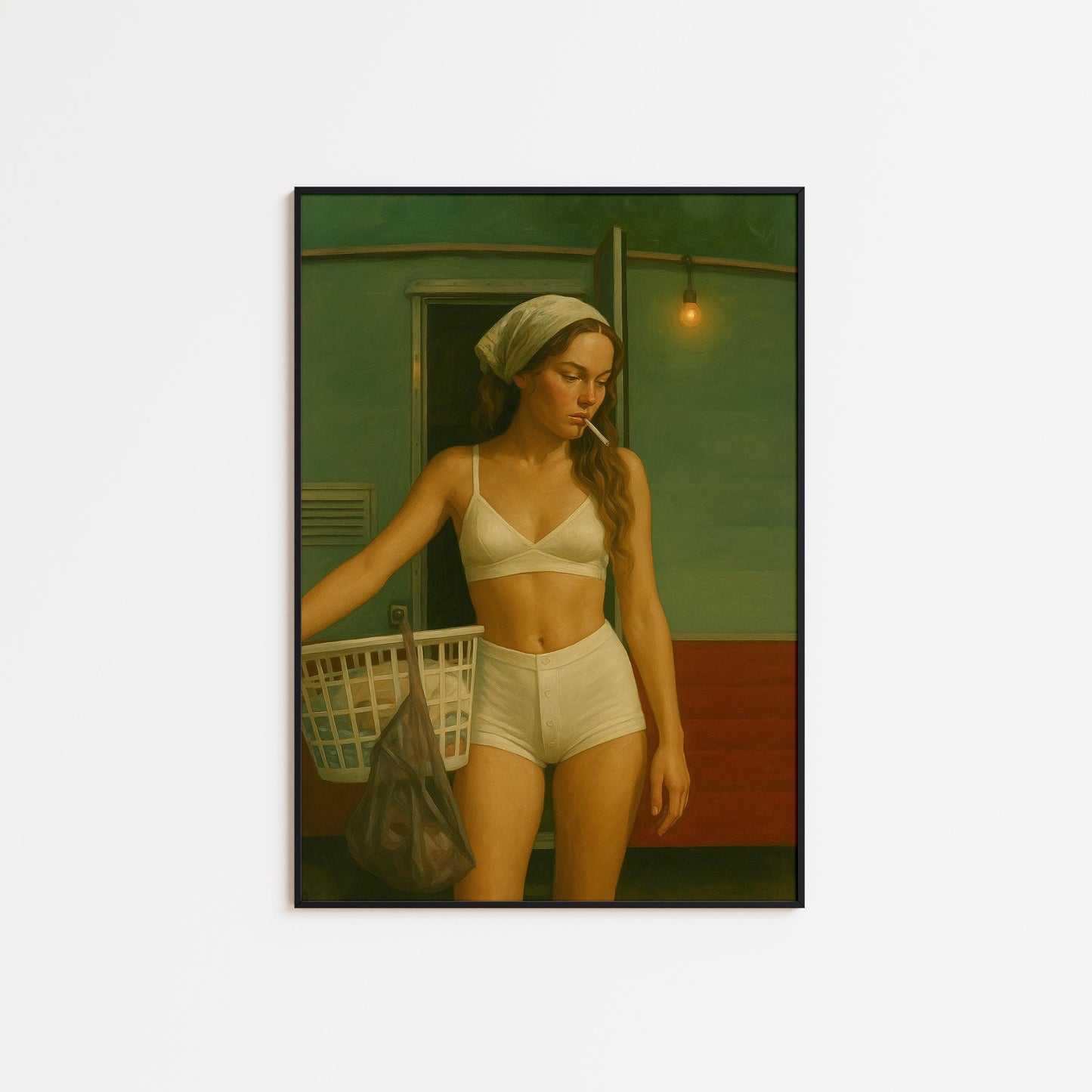 Vintage Laundry Poster – Retro Wall Art | Cinematic Lighting & Feminine Vintage Artwork