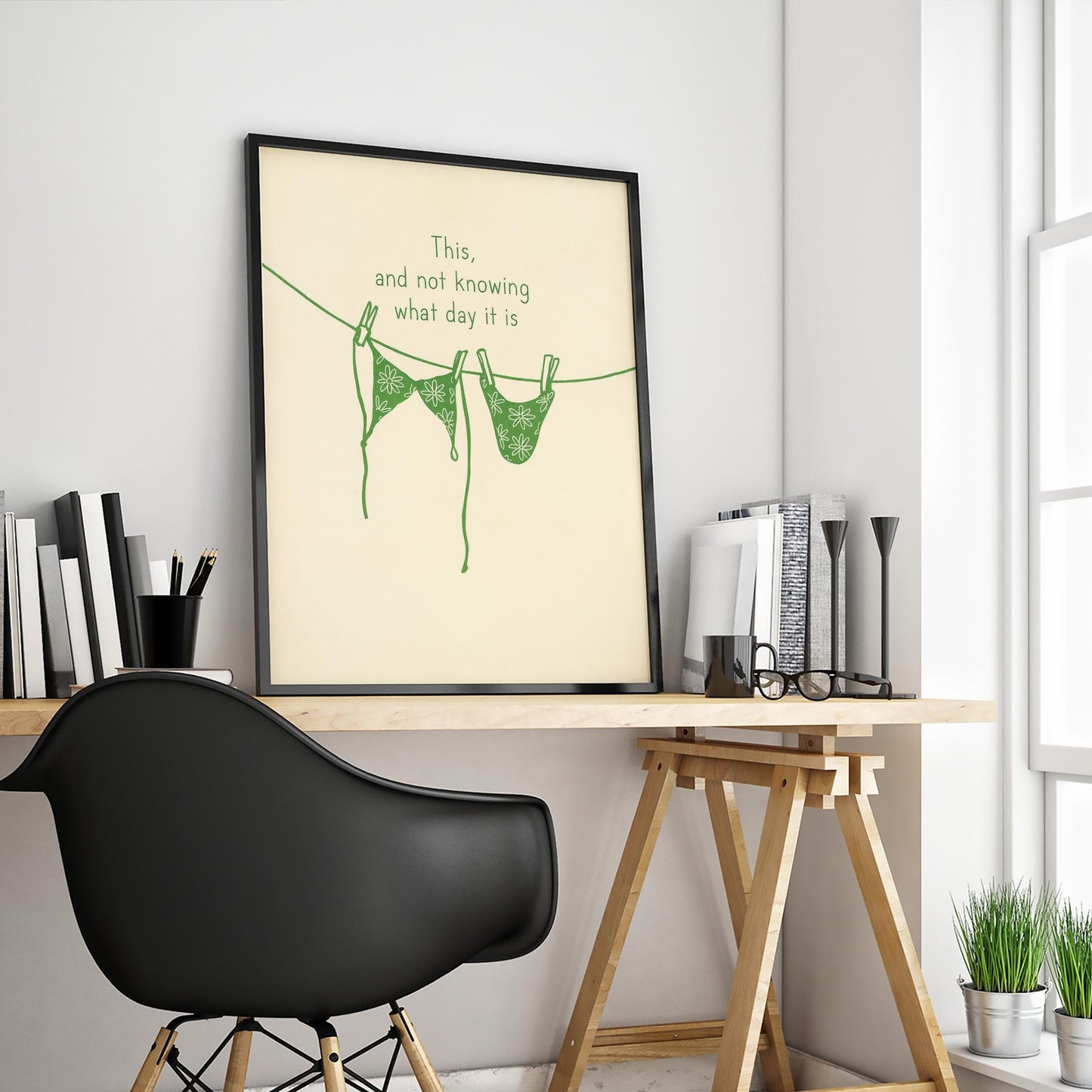 Minimalist Bikini Poster – Funny Summer Quote Wall Art | Boho Chic Beach Decor
