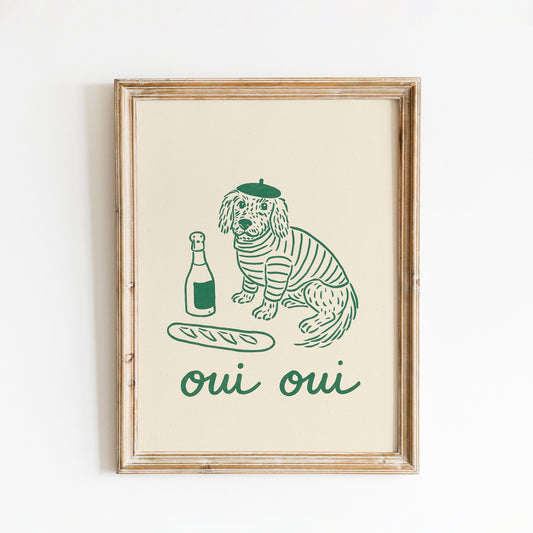 Oui Oui Dog Poster – French Style Illustration Print