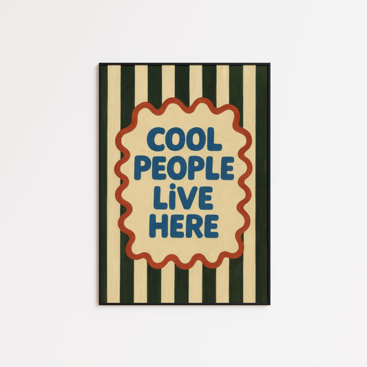 Cool People Poster – Retro Wall Art With Striped Vintage Style Decor