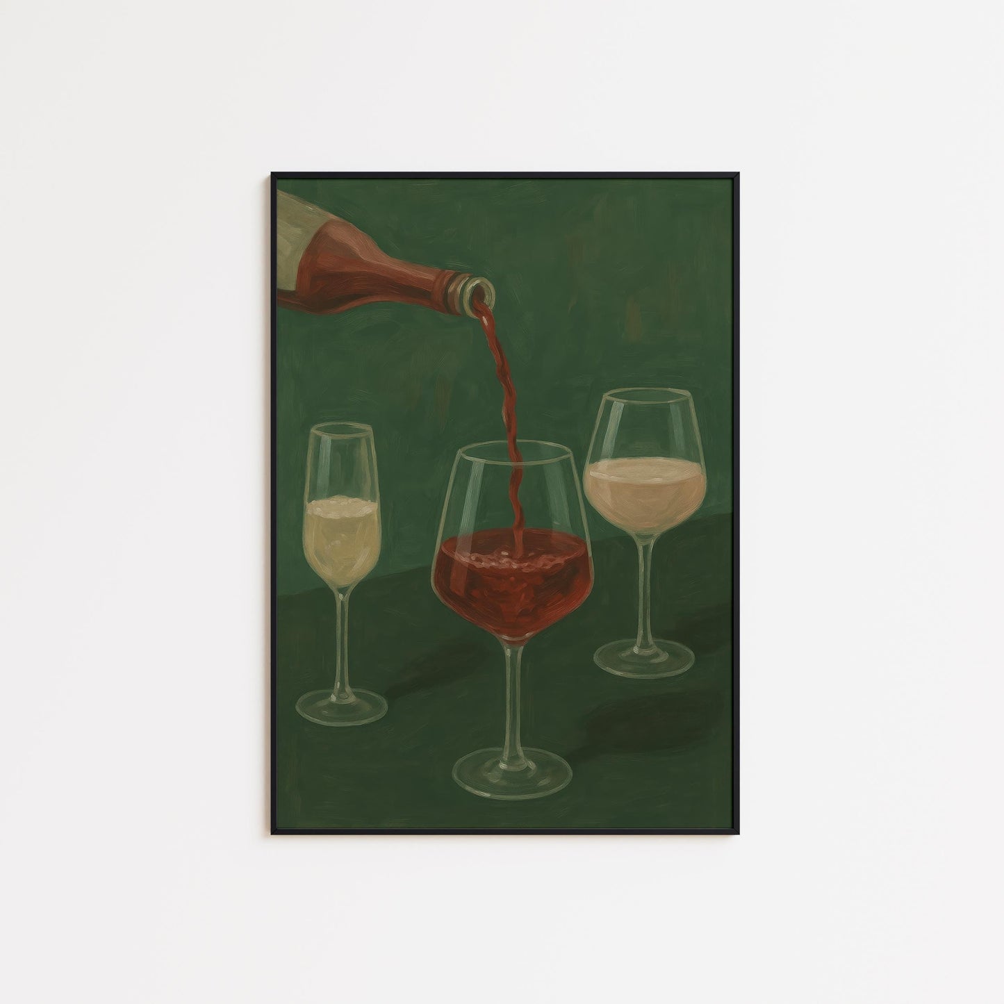 Wine Pouring Art Print – Elegant Bar Poster | Dining Room Wall Art, Red Wine Design