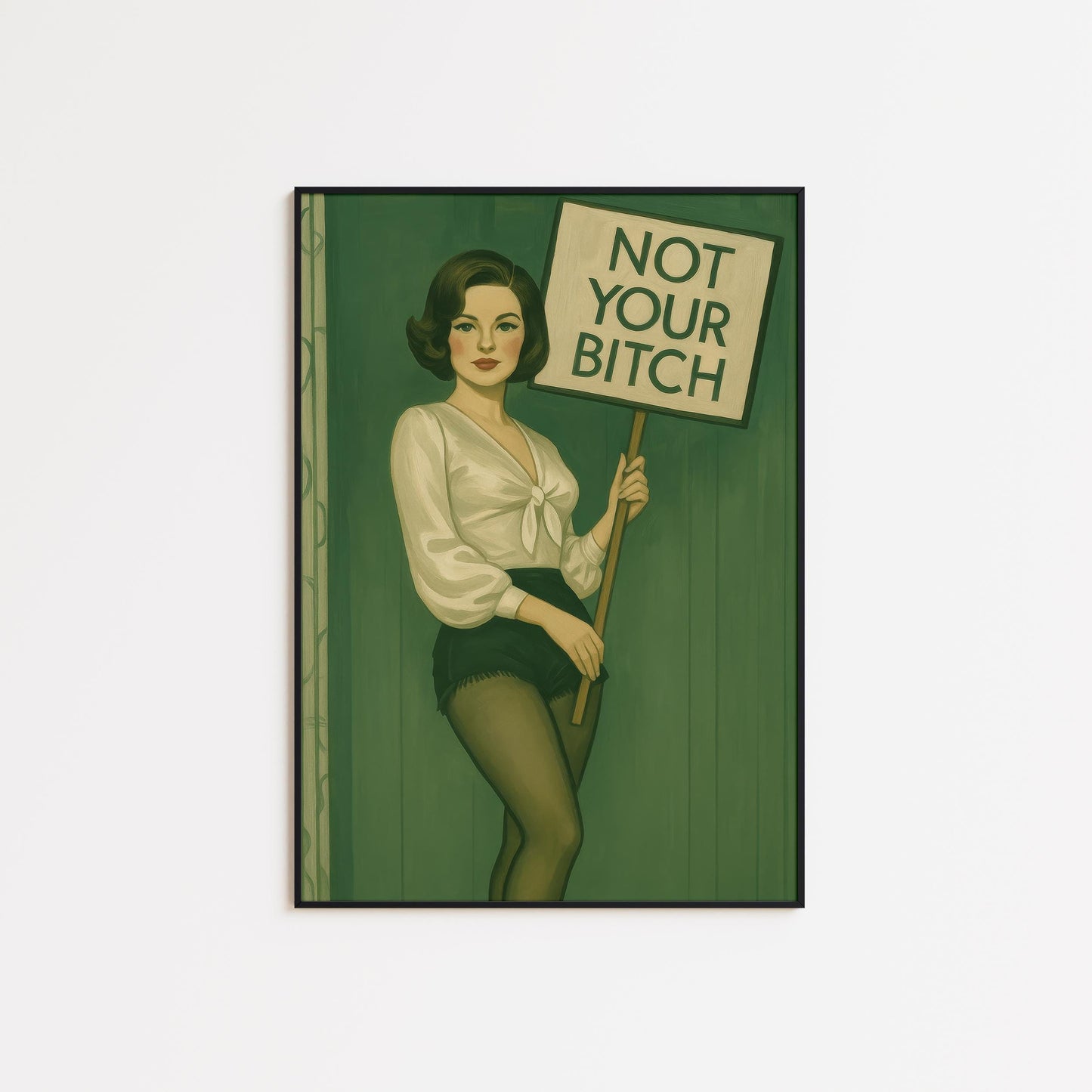 Feminist Protest Poster – Retro Wall Art With Bold Empowerment Print & Green Feminist Style