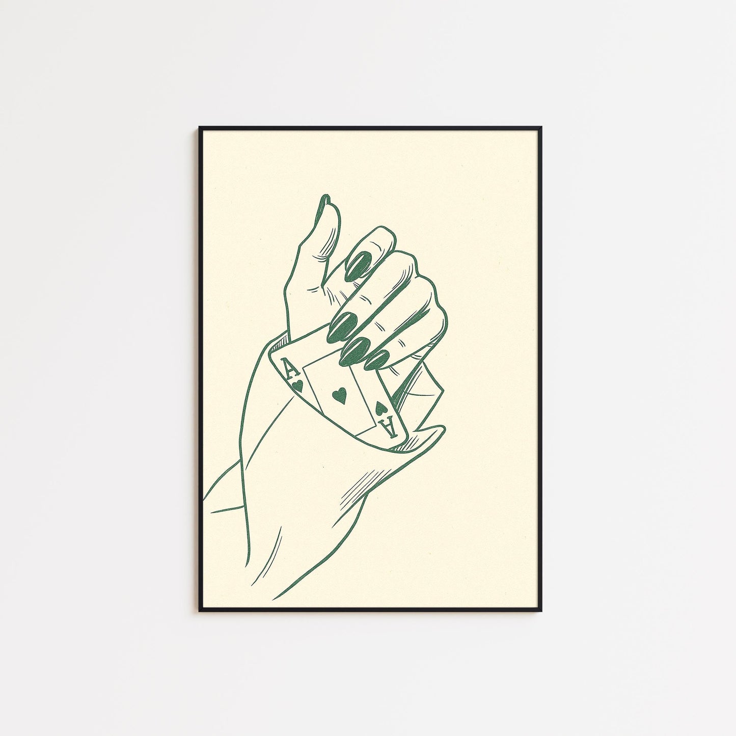 Ace in Hand Poster – Minimal Line Art Woman Print, Femmaura Bold Series