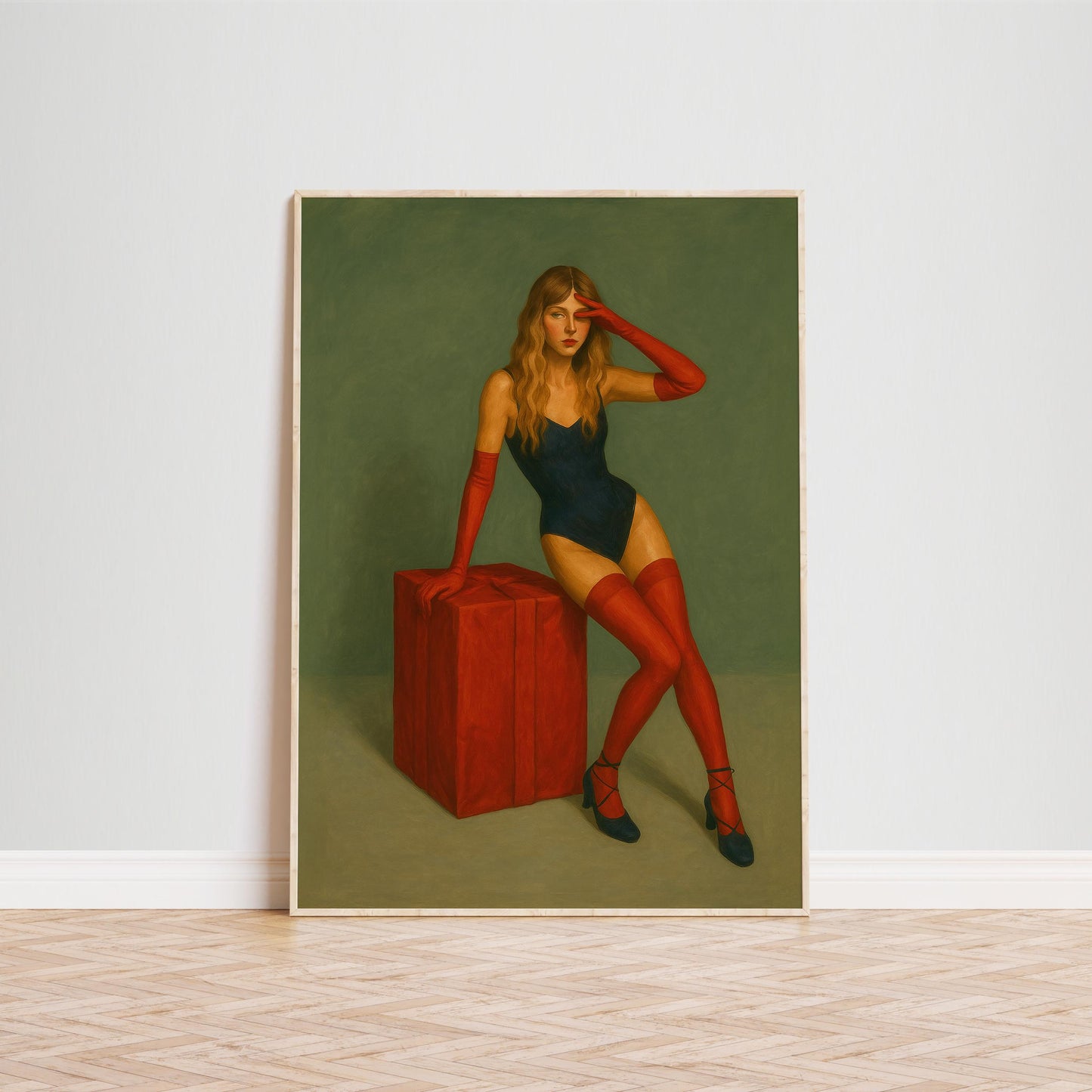 Retro Femme Fatale Poster – Red Glove Artwork | Stylish Xmas Gift & Holiday Wall Print