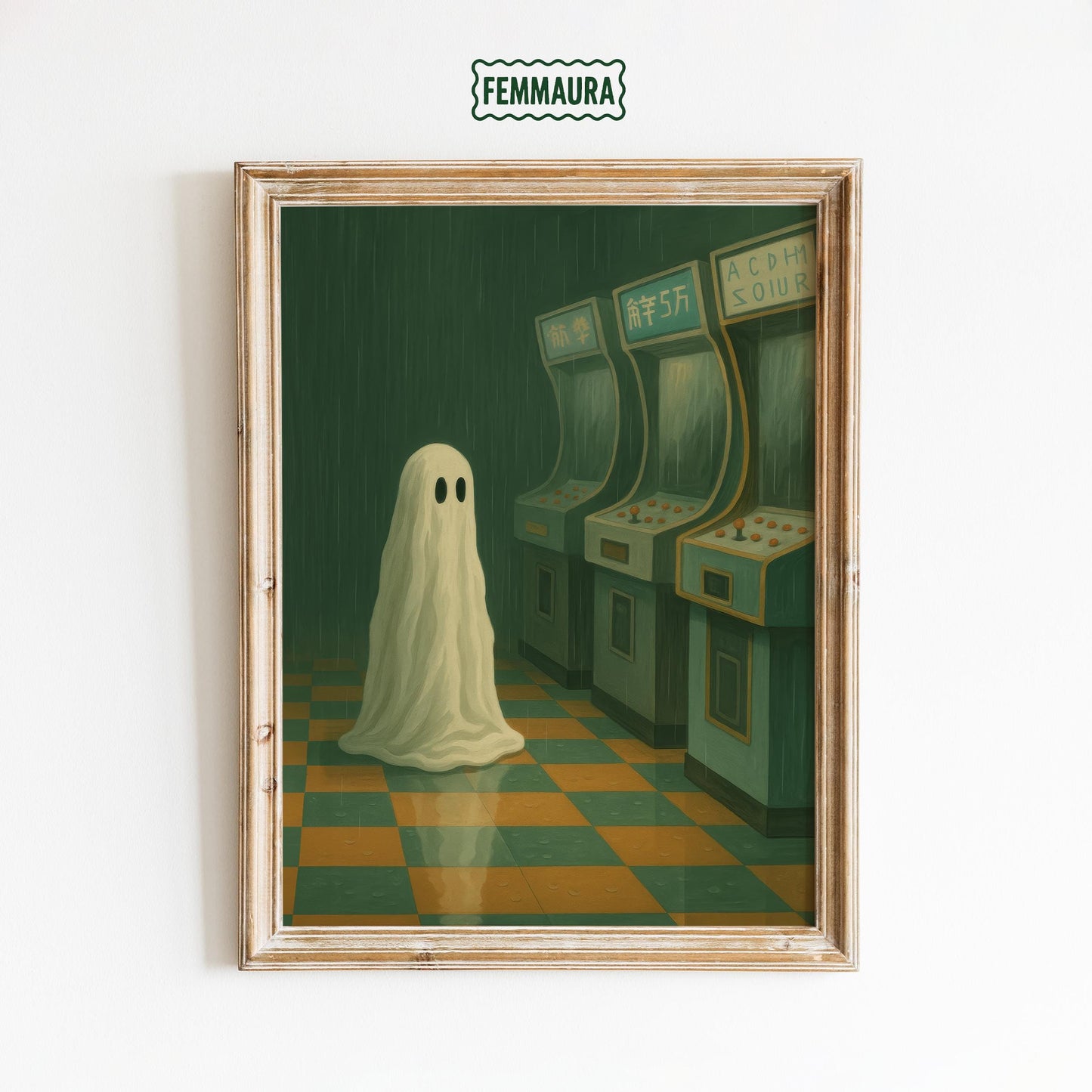 Ghost Arcade Poster – Spooky Retro Print With Haunted Gaming Art Vibes
