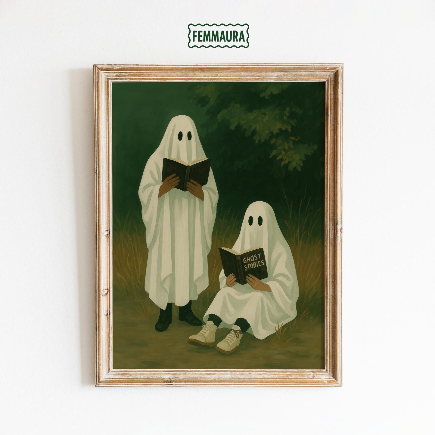 Gothic Wall Art Print – Ghost Wall Art With Whimsical, Moody Reading Scene