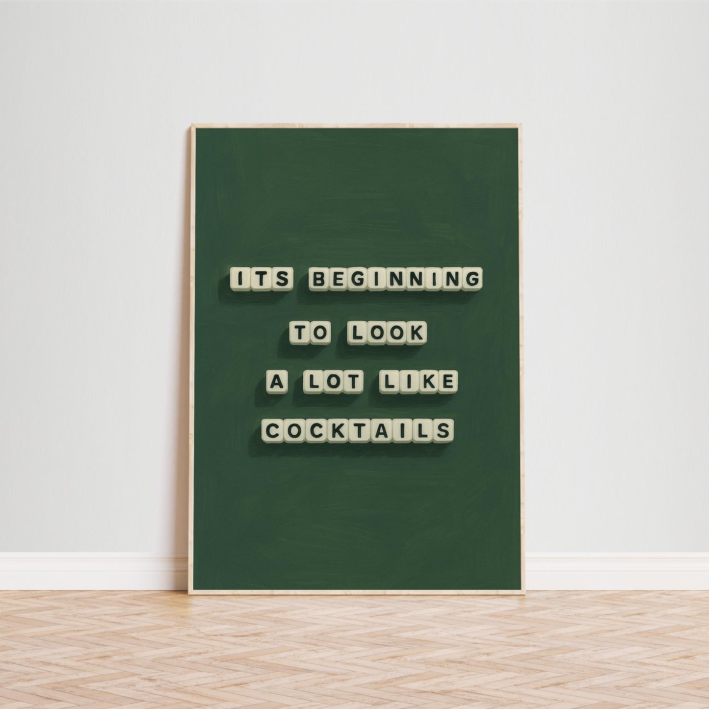 Cocktail Quote Poster – Retro Green Drink Wall Art | Festive Bar Decor Print
