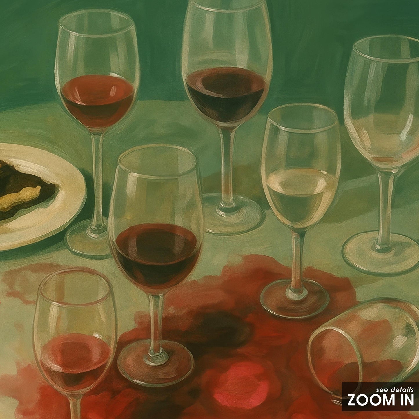 Wine Spill Art – Dramatic Dining Table Art With Moody Kitchen Decor