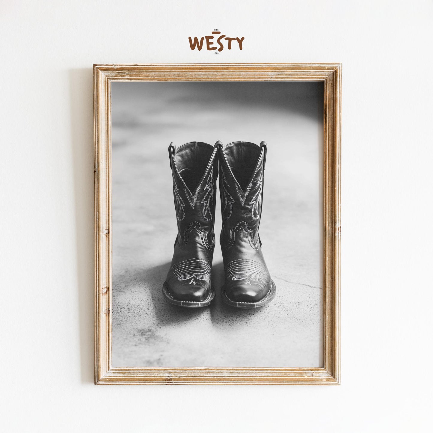 Black Cowboy Boots Poster – Western Monochrome Wall Art