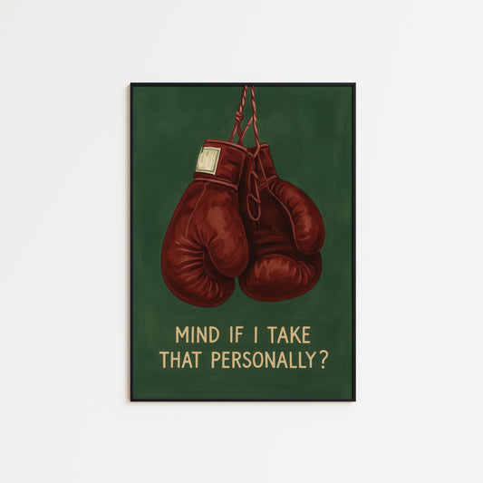 Boxing Gloves Art – Feminist Punch Print | Bold Girl Decor | Dark Green Wall Art