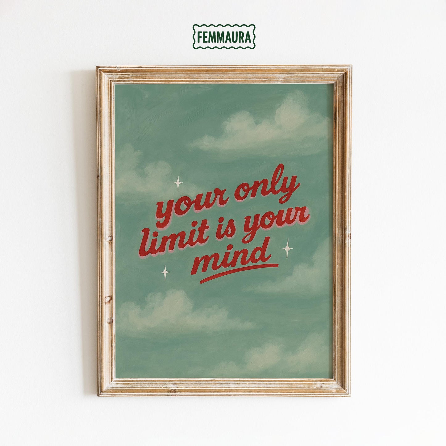 Motivational Quote Poster – Vintage Typography Print With Dreamy Sky Art