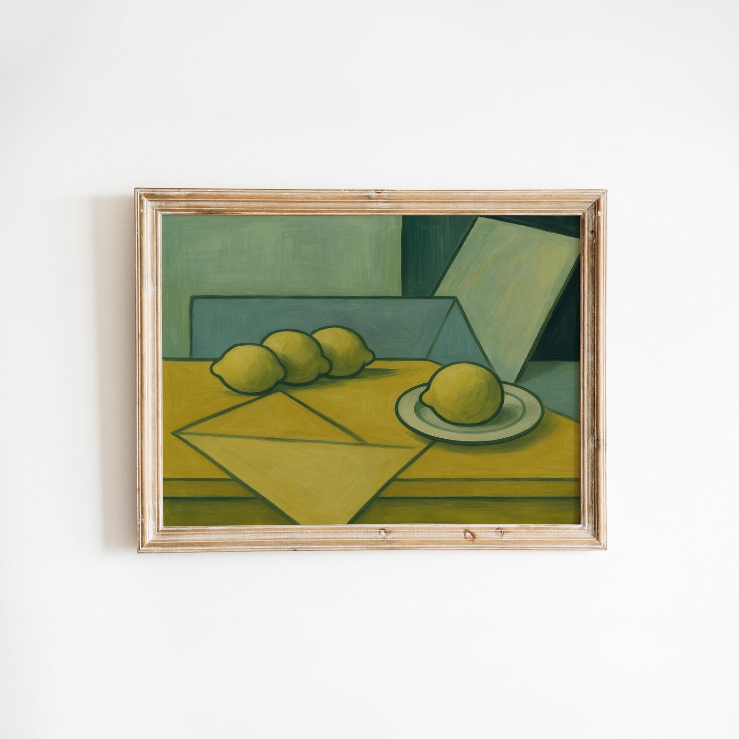 Cubist Lemons Wall Art – Modern Kitchen Abstract Fruit Print | Geometric Decor