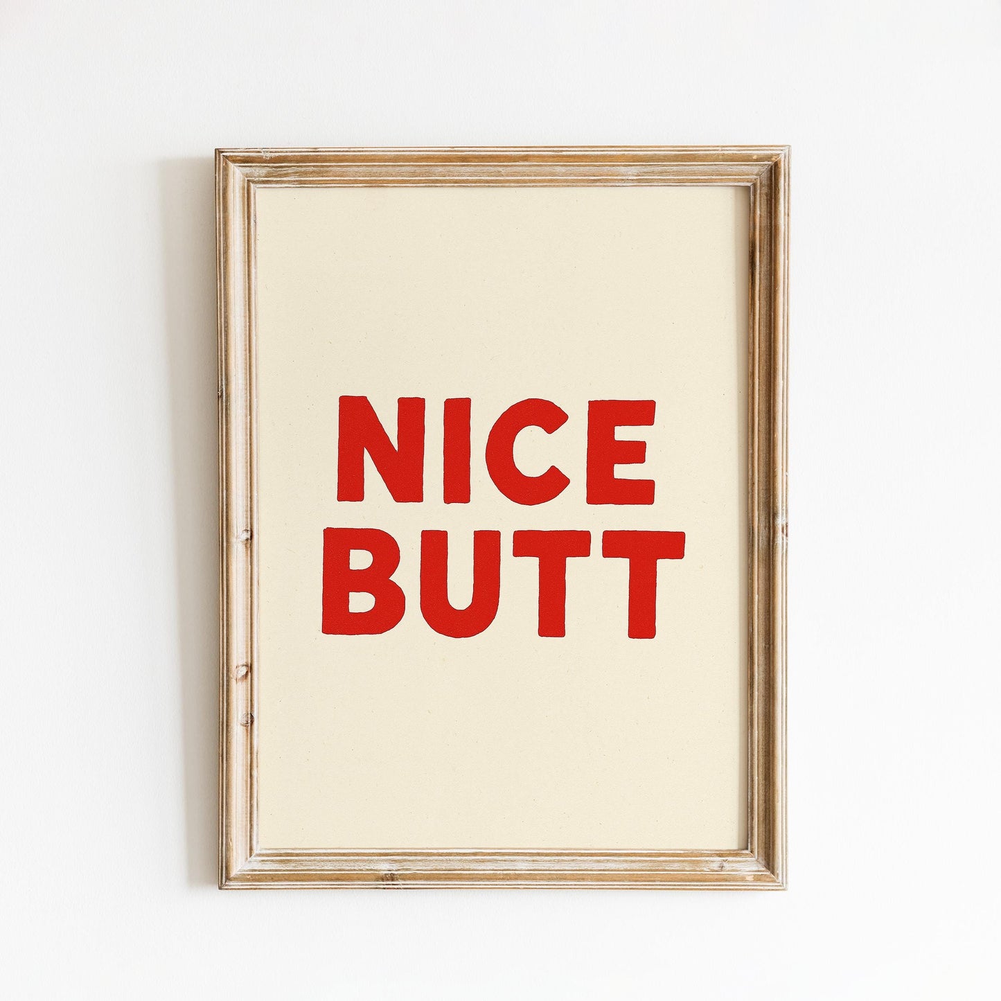 Nice Butt Poster – Funny Bathroom Wall Art in Bold Red Minimal Style