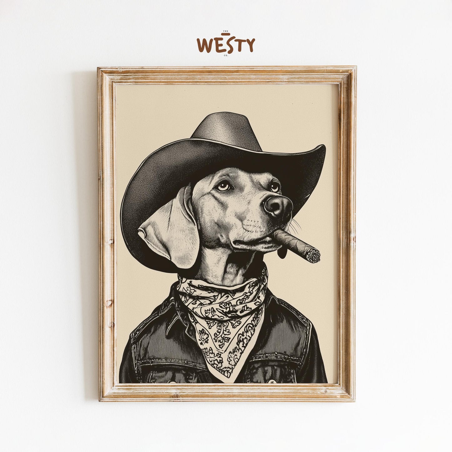 Cowboy Dog with Cigar – Funny Western Wall Art Print